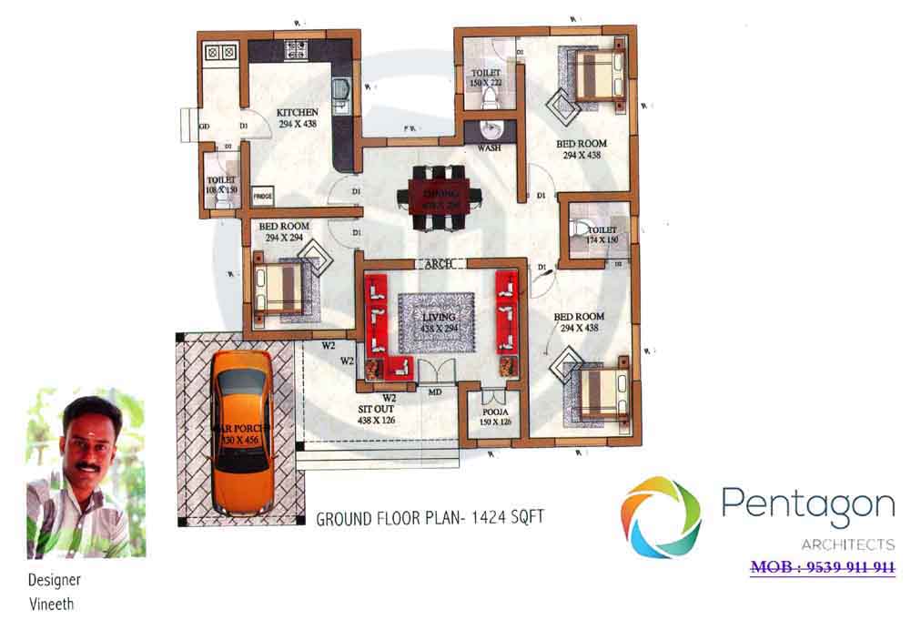 1424 Square Feet Double Floor Contemporary Home Design