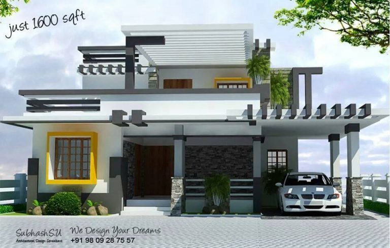 1600 Square Feet Double Floor Contemporary Home Design