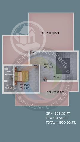 1950 Sq Ft, Double Floor Home Design