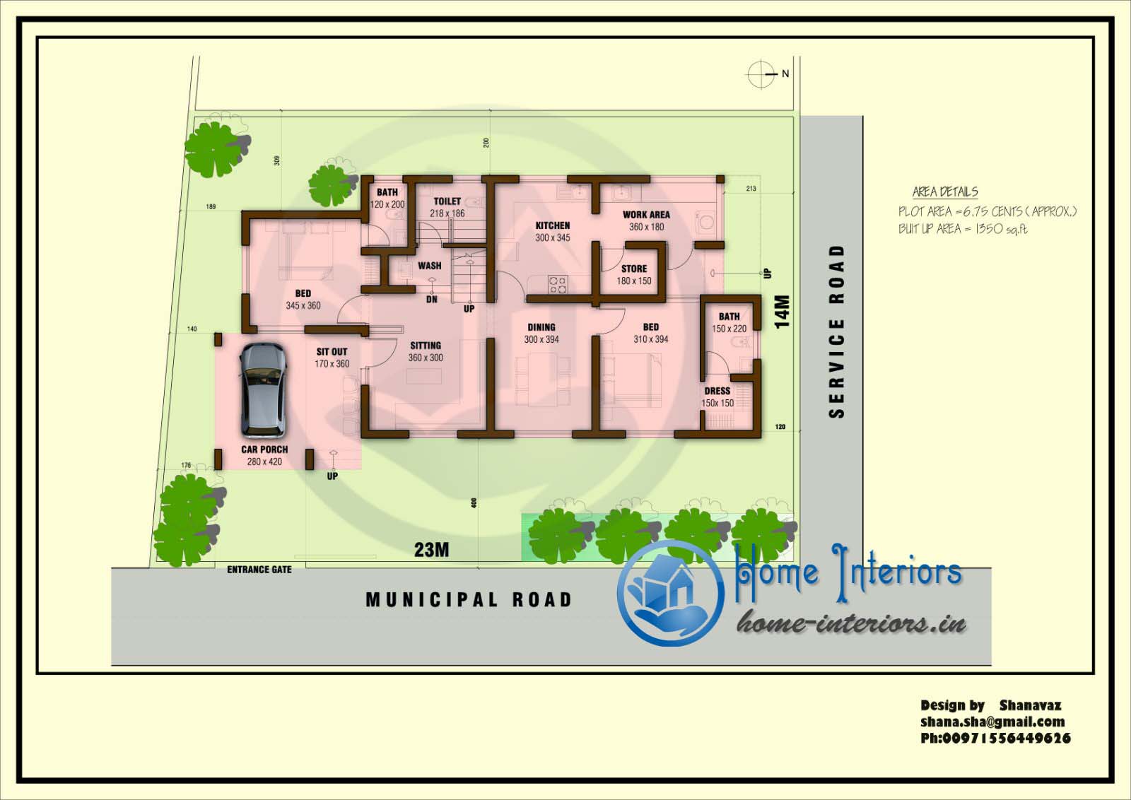 1350 Square Feet Single Floor Contemporary Home Design