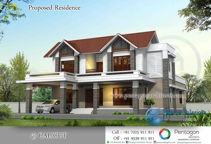 Newfangled Double Floored Kerala Home Designs