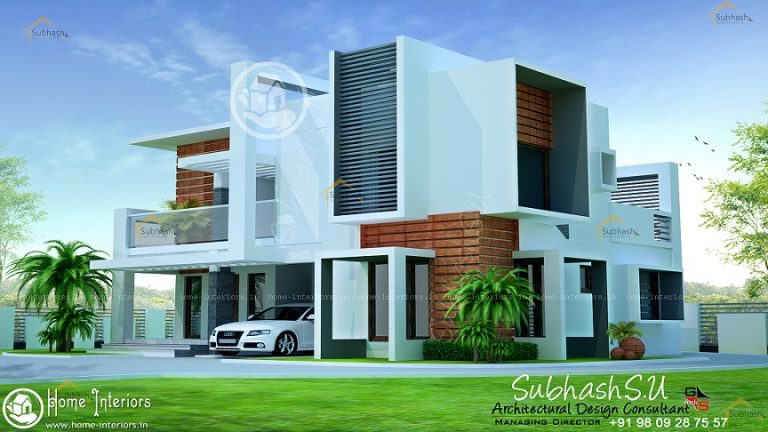 Kerala Home Contemporary Style Double Floor Design