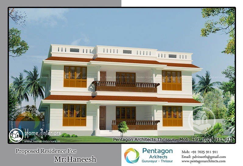2541 Sq Ft Kerala Home Colonial Double Floor Design