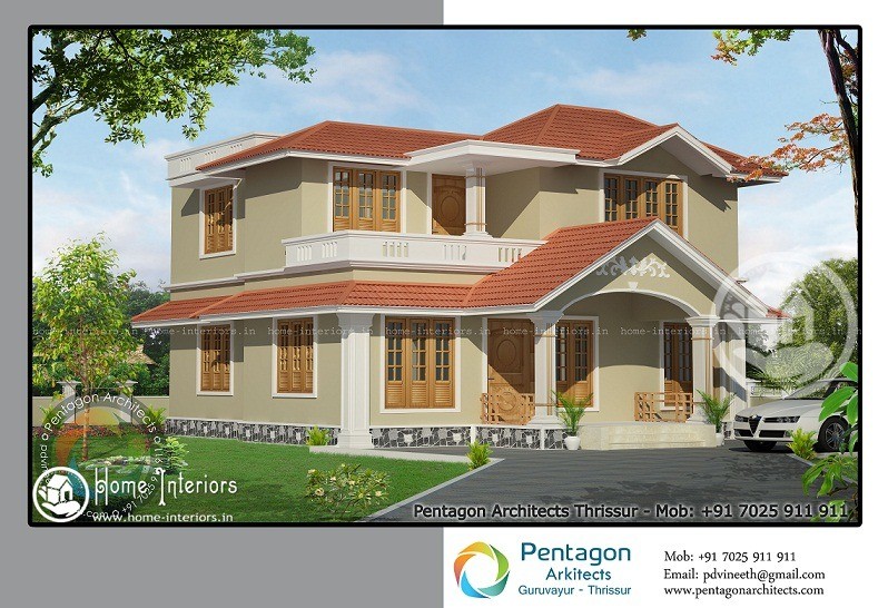 1556 Sq Ft Low Cost Double Floor Traditional Homes