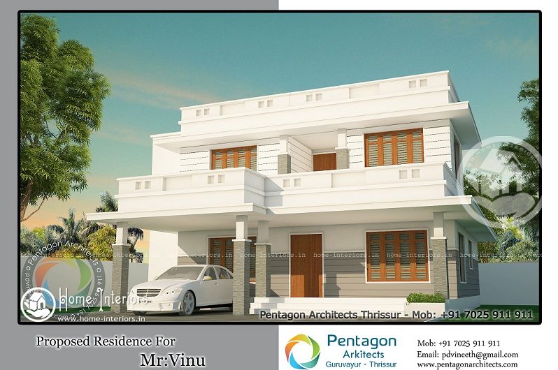 2098 Sq Ft White Contemporary Kerala Home Design