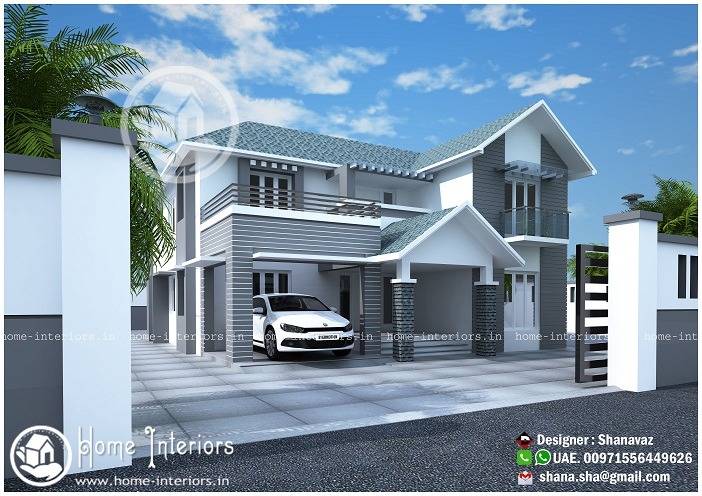 2846 Square Feet Modern Style Duplex Villa Home Design