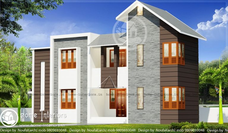 1500 Sq Ft Contemporary 4 BHK Double Floor Home Design