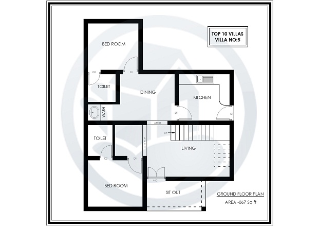 867 Square Feet Single Floor Contemporary Villa Design