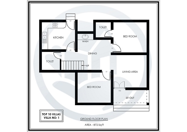 872 Square Feet Single Floor Contemporary Home Design