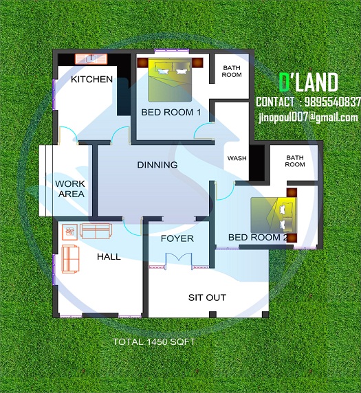 1450 Square Feet Single Floor Contemporary Home Design