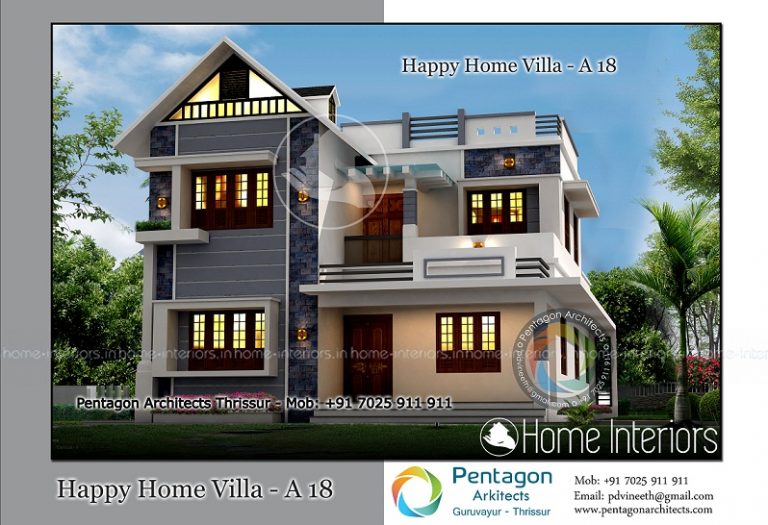 2181 Square Feet Double Floor Happy Home Villa 18 Design