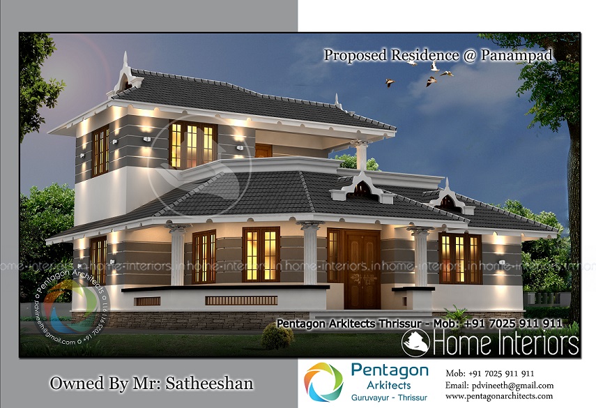 1726 Square Feet Double Floor Modern Traditional Home Design