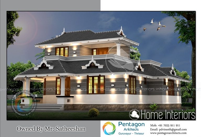 1726 Square Feet Double Floor Modern Traditional Home Design
