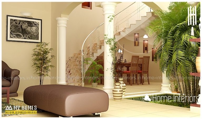 Fascinating Contemporary Budget Home Courtyard Interior Design