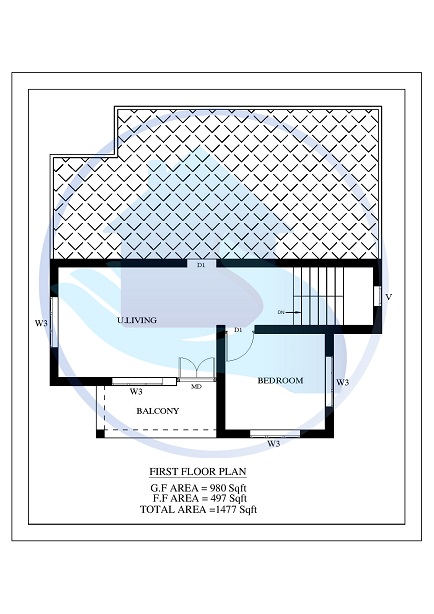 1477 Square Feet 4 BHK Contemporary 20-20 Home Villa 15 Design