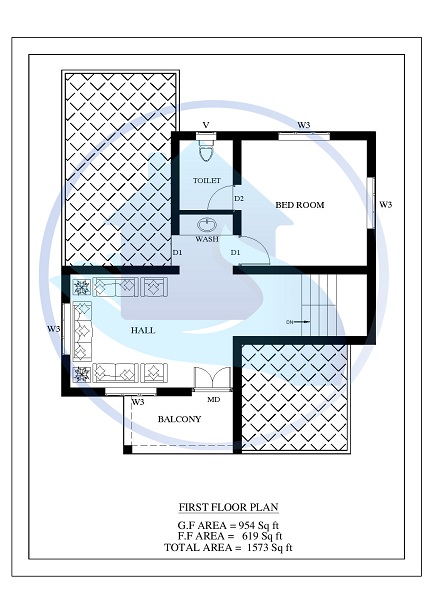 1573 Square Feet 3 BHK Contemporary 20-20 Home Villa 20 Design