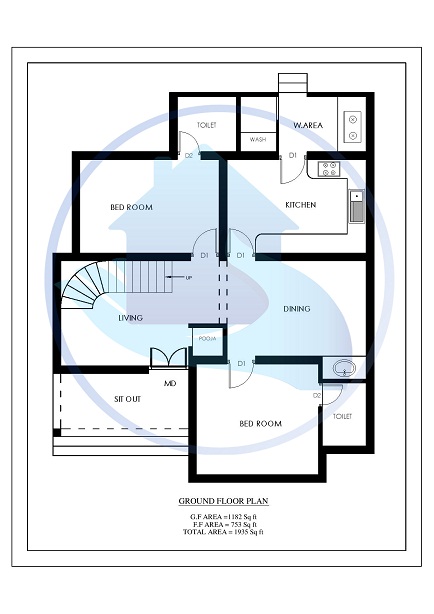 1935 Square Feet 4BHK Contemporary 20-20 Home Villa 2 Design