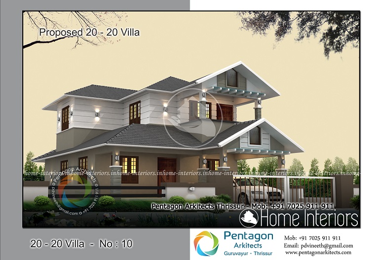 1940 Square Feet 3 BHK Traditional 20-20 Home Villa 10 Design