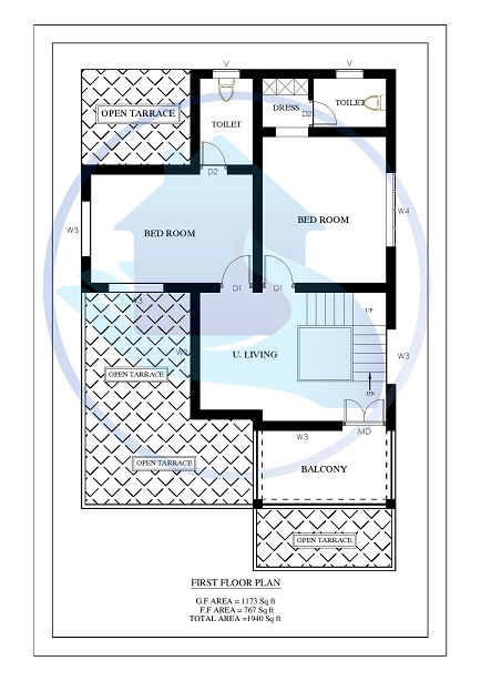 1940 Square Feet 3 BHK Contemporary 20-20 Home Design