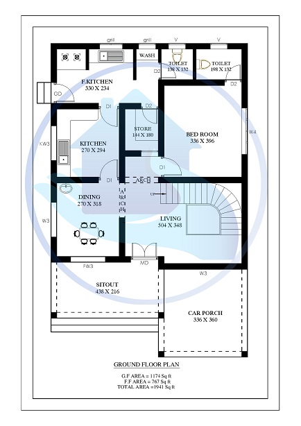 1940 Square Feet 3 BHK Contemporary 20-20 Home Design