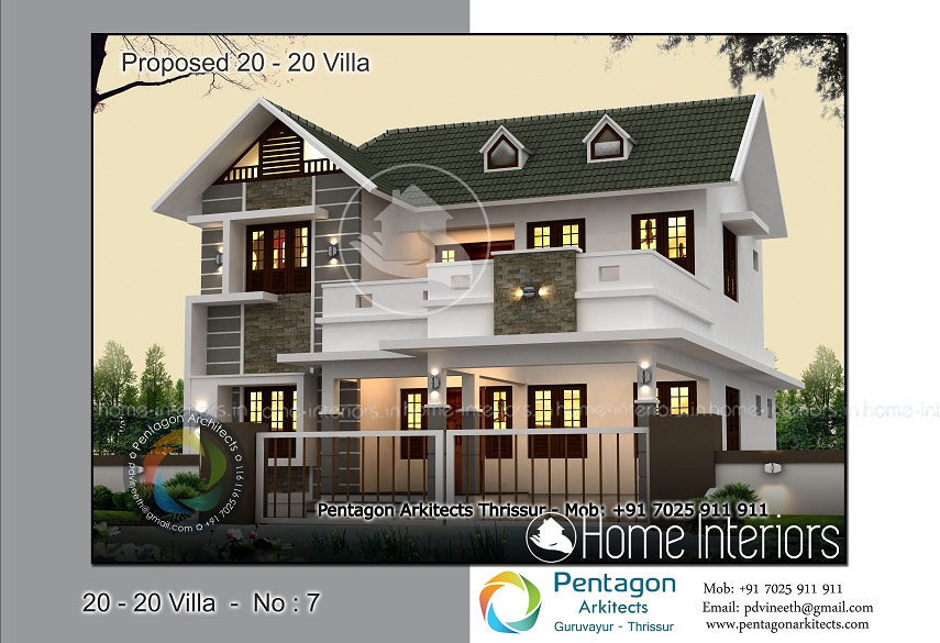 1950 Square Feet 4 BHK Traditional 20-20 Home Villa 7 Design