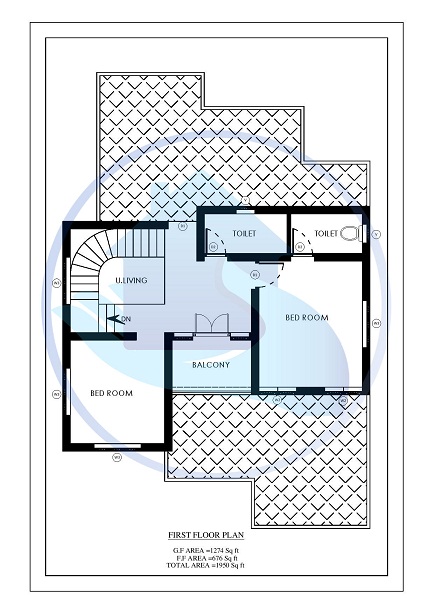 1950 Square Feet 4 BHK Traditional 20-20 Home Villa 7 Design