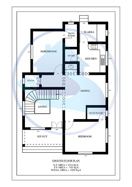 1959 Square Feet 4 BHK Contemporary 20-20 Home Villa 11 Design