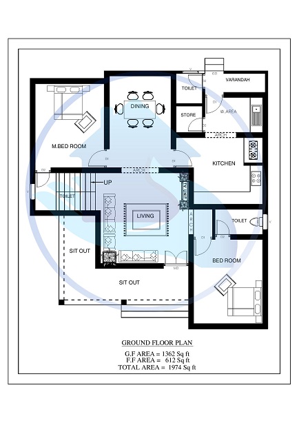 1974 Square Feet 3 BHK Contemporary 20-20 Home Villa 9 Design