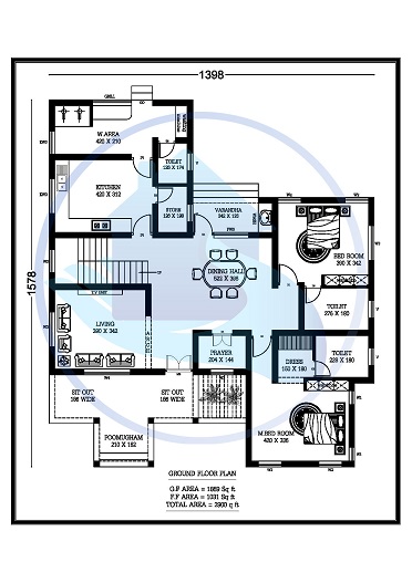 2900 Square Feet 4BHK Contemporary Happy Home Villa 13 Design