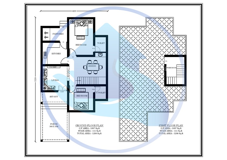 1208 Square Feet Single Floor Contemporary Home Design
