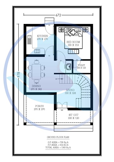 1343 Square Feet Double Floor Contemporary Home Design