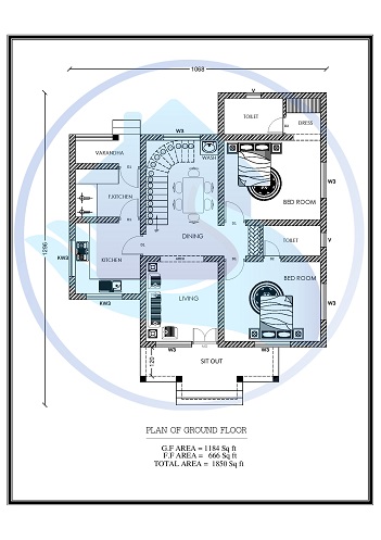 1850 Square Feet Double Floor Contemporary Home Design