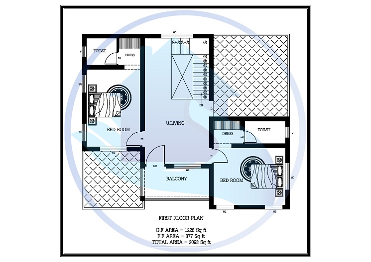 2093 Square Feet Double Floor Contemporary Home Design