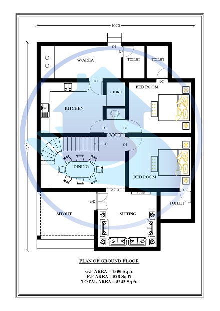 2222 Square Feet Double Floor Contemporary Home Design