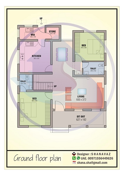 1200 Square Feet Single Floor Contemporary Home Design