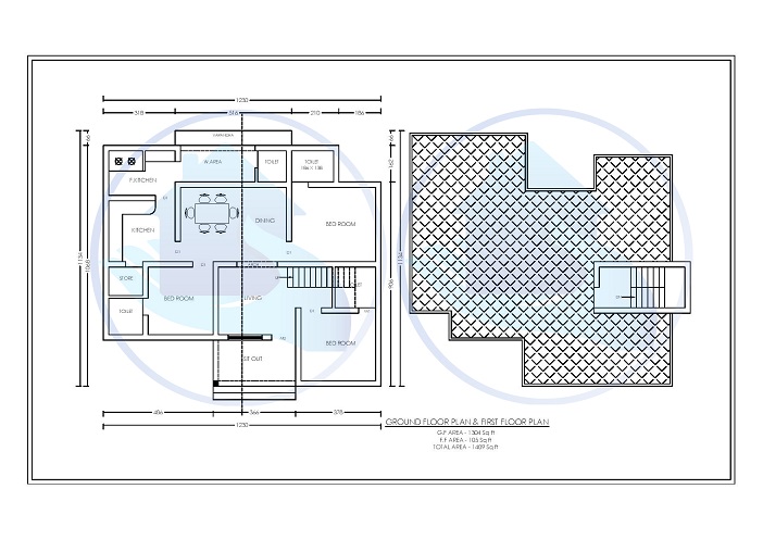 1409 Square Feet Single Floor Contemporary Home Design