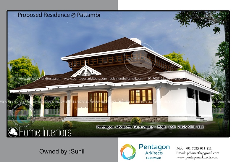 1987 Square Feet Single Floor Traditional Home Design