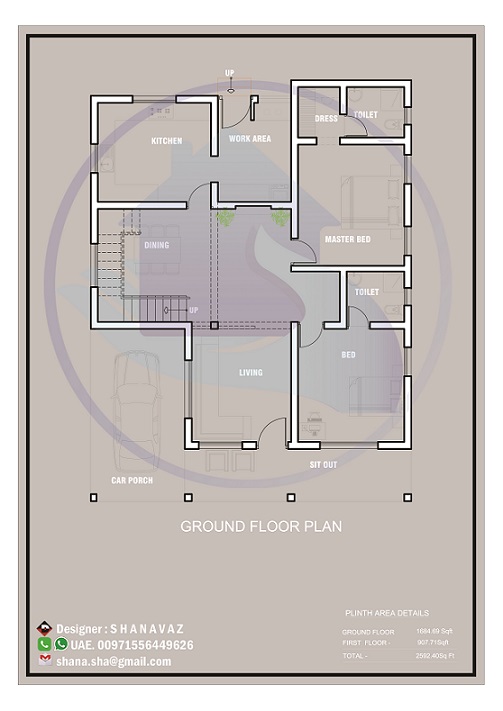 2592 Square Feet Double Floor Contemporary Home Design