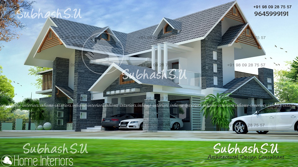 3200 Square Feet Double Floor 4 BHK Contemporary Home Design