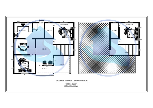 1598 Square Feet Double Floor Contemporary Home Design