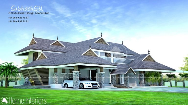 3200 Square Feet Double Floor 4 BHK Traditional Home Design