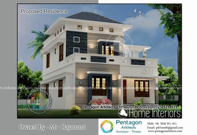 1600 Square Feet Double Floor 3 BHK Modern Home Design
