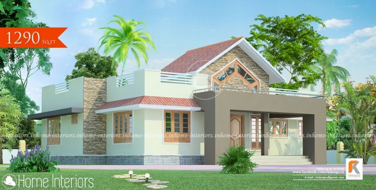 1290 Square Feet Single Floor Contemporary Home Design