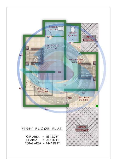 1447 Square Feet Double Floor Contemporary Home Design