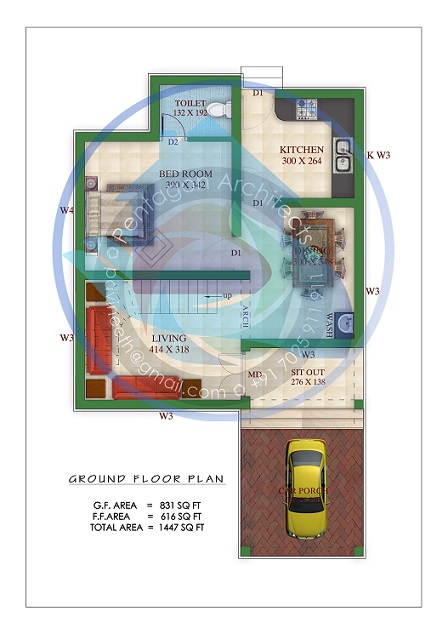 1447 Square Feet Double Floor Contemporary Home Design