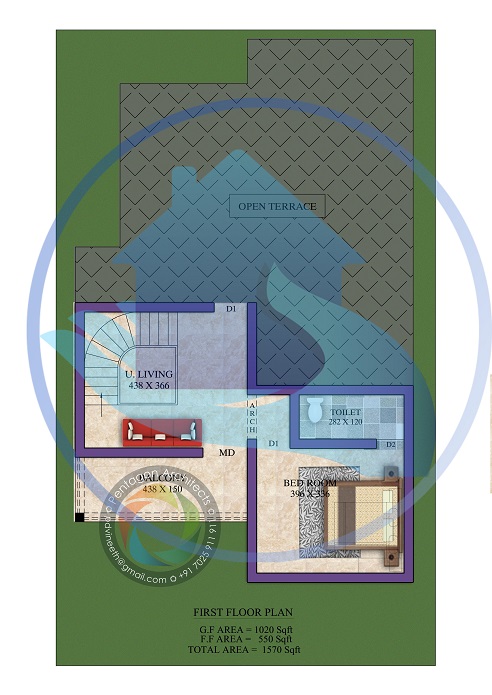 1570 Square Feet Double Floor Contemporary Home Design