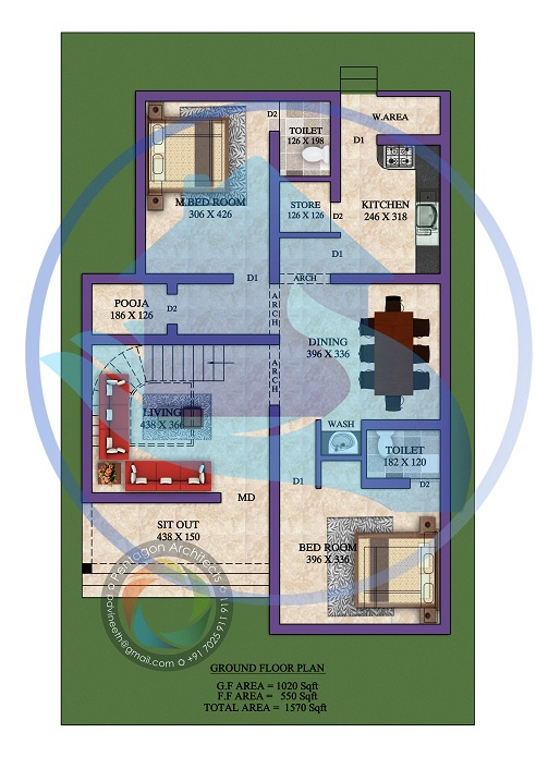1570 Square Feet Double Floor Contemporary Home Design