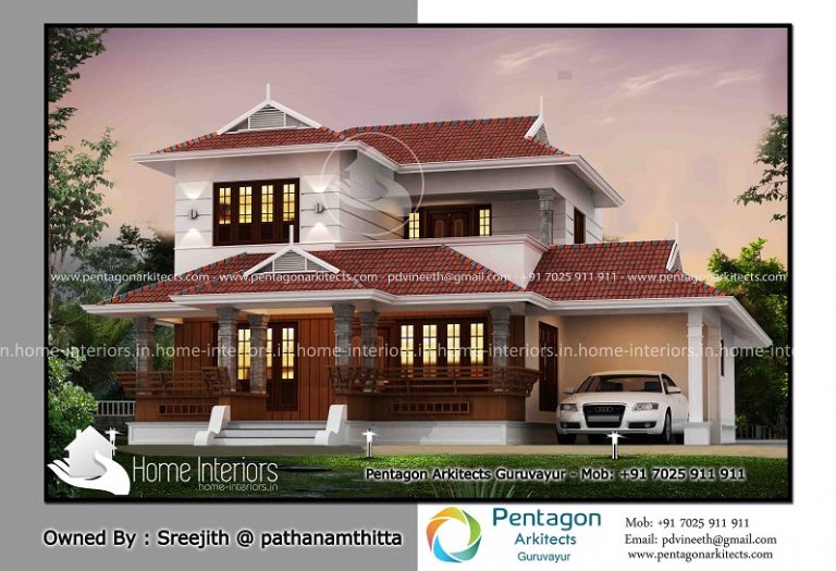 2041 Square Feet Double Floor Traditional Home Design