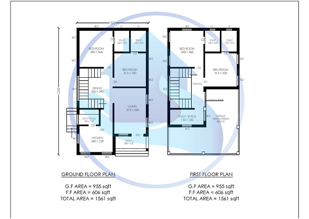 1561 Square Feet Double Floor Contemporary Home Design