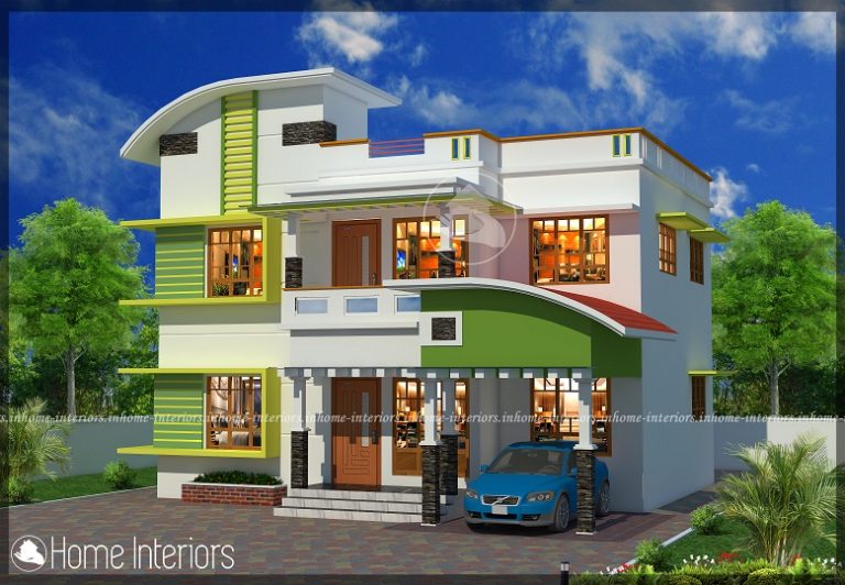 1800 Square Feet Double Floor 4 BHK Modern Home Design